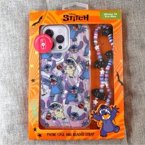 NEW Disney Stitch Halloween Skinny Dip iPhone 16 Pro Max Hard Case Beaded Strap